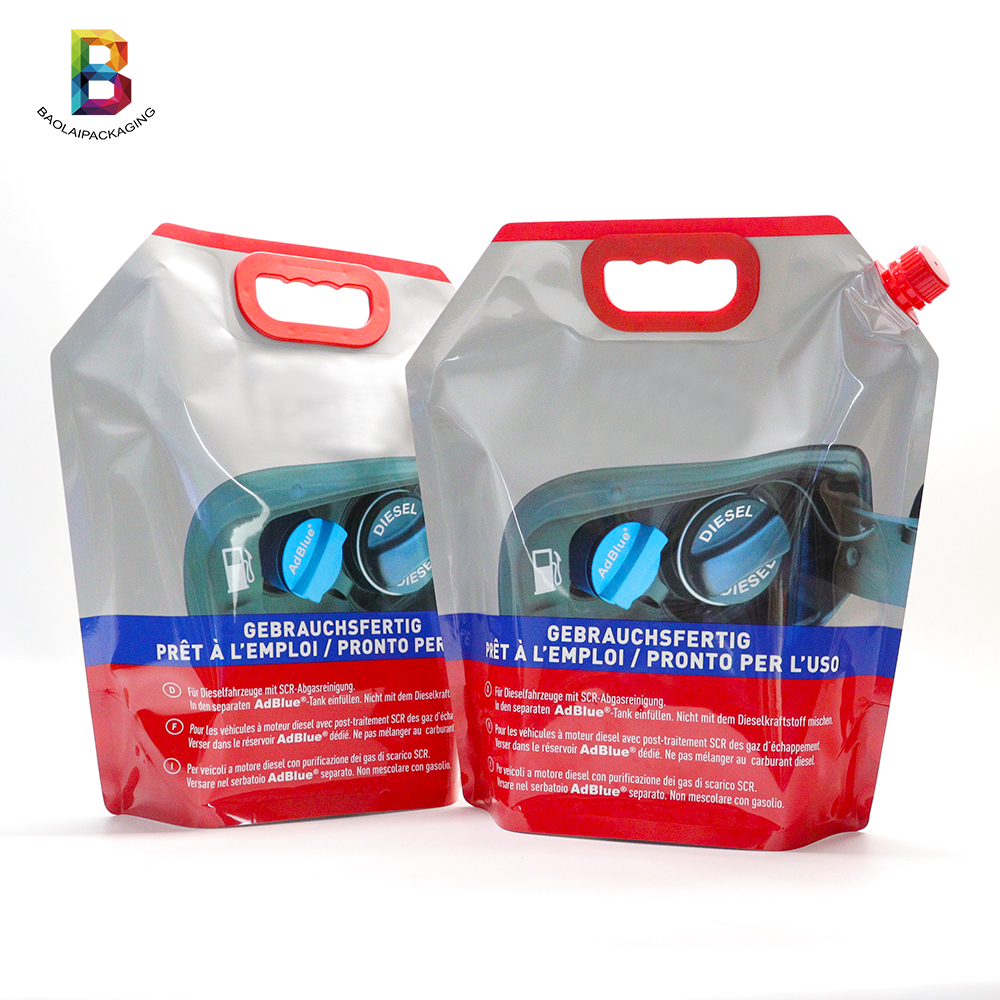 Baolai 5L 10liter Aluminum Chemical Bags Plastic Pouches with Corner Coating Prtrol Nozzle Spout Standing Bags Doy pack