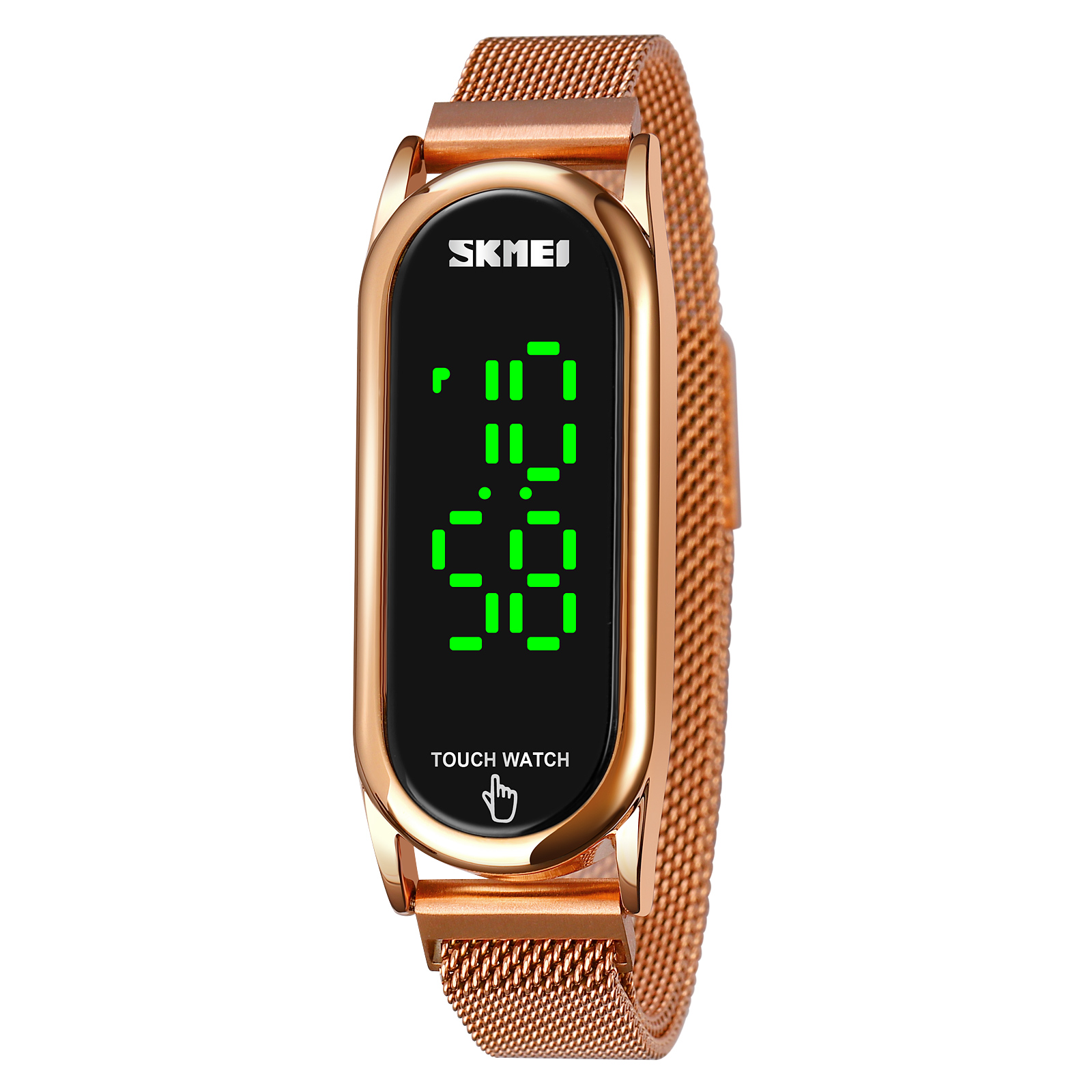 New design SKMEI 1697 LED digital wristwatches unique gold watch for men 3atm stainless steel watches