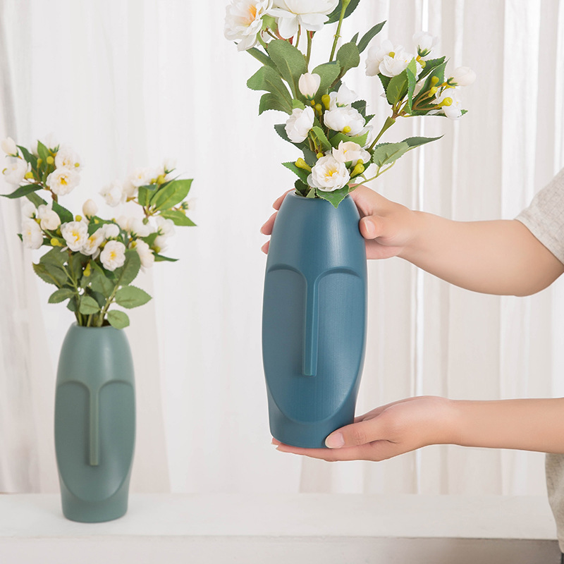 Creative Nordic plastic glaze vase living room flower arrangement modern simple abstract cabinet dry flower vase