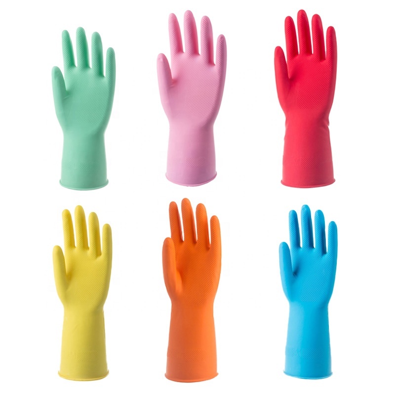 Rubber Gloves Latex Gloves Factory Exports Household Cleaning Latex Powder Free Thin Winter Summer Products Comfortable S.M.L.XL