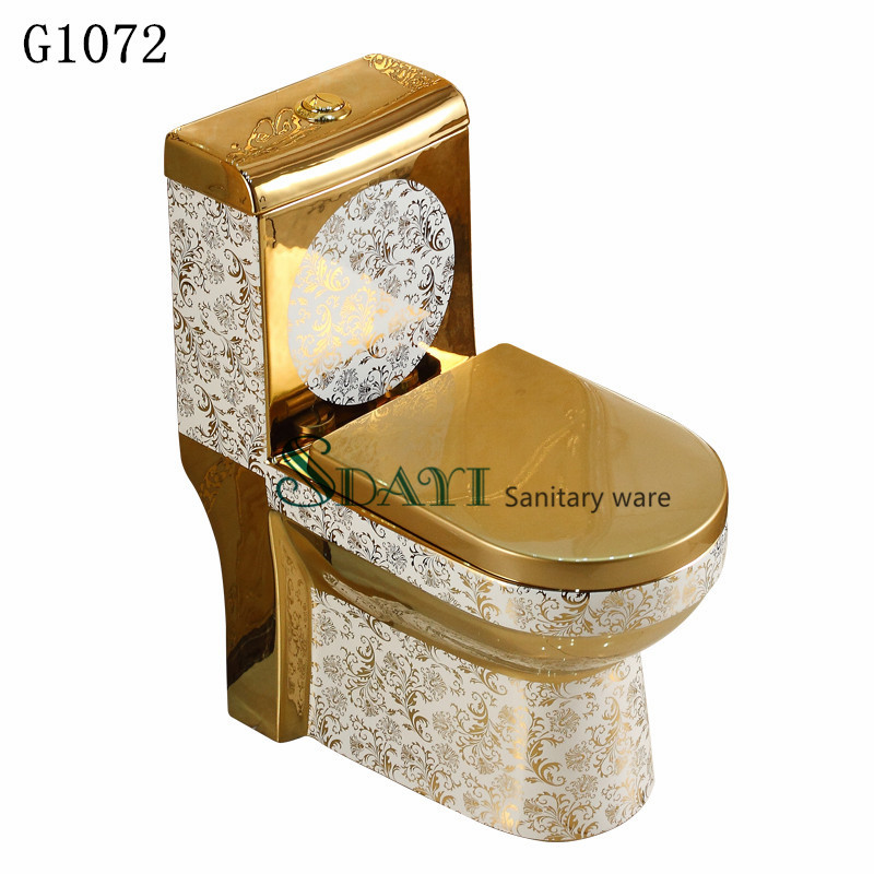Bathroom washdown gold color toilet ceramic golden design wc toilet bowl
