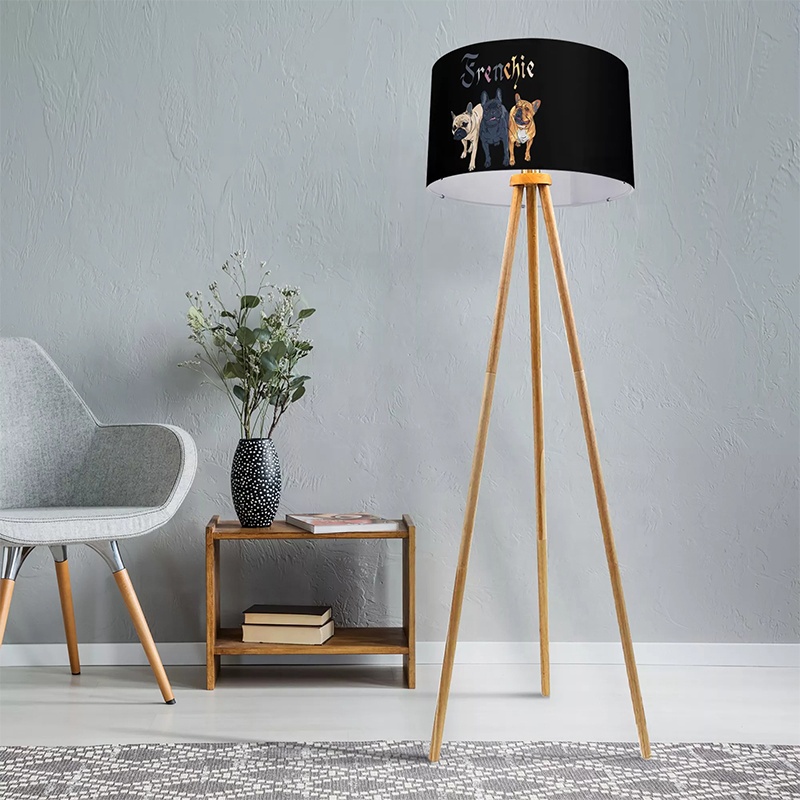 Modern French Dog Syenchie Black Round Lampshade Table Ceiling Light Drum Frame Lamp Shade