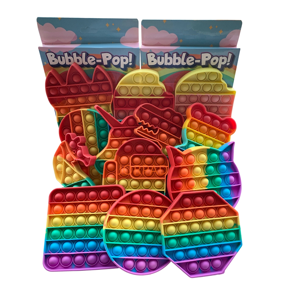 Радуга среди нас push pop фиджет игрушка, мороженое бабочка Поппер игрушка, динозавр Единорог фиджет pop up силиконовая игрушка