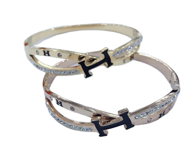 European and American new Design Leather Titanium Steel Gold Plated Brand Women's Bracelet