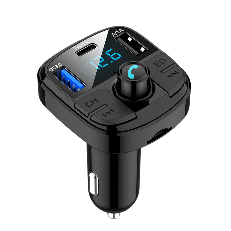 Автомобильный FM-передатчик Bluetooth 5,0 с портами USB Type-C и двумя портами быстрой зарядки