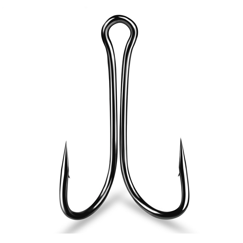 WeiHe New Arrival 50pcs/bag Double Hook Barbed Strong High Carbon Steel Fishing Hook 1#-6# 2/0#-4/0#