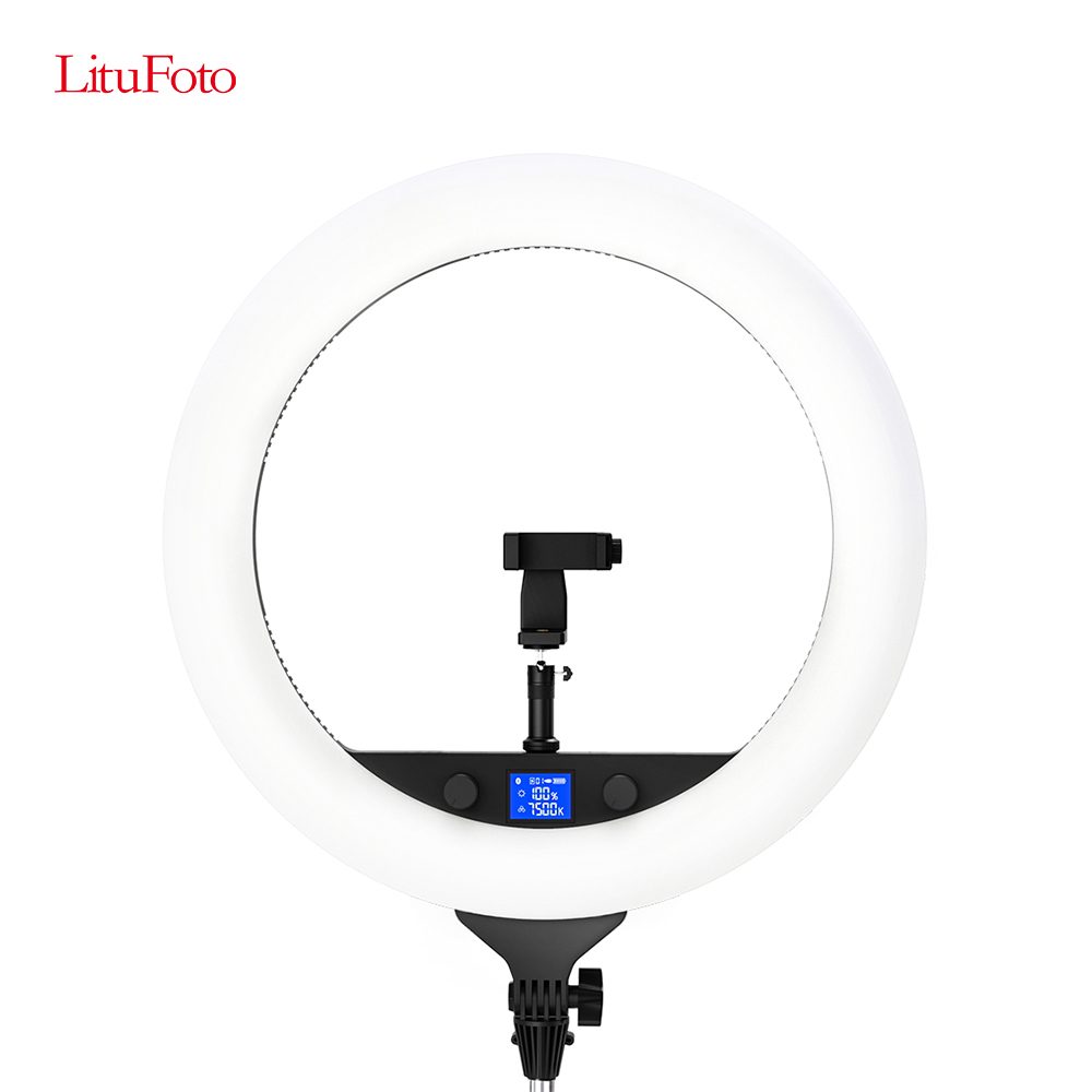 LituFoto Hot Sale Make up Live Streaming Dimming LED Circle Ring Light with Phone Holder