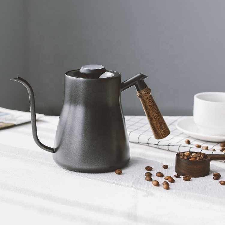 Amazon Горячая продажа V60 высокое качество 850 мл нержавеющая сталь турецкий чай и кофе чайник с термометром и деревянной ручкой