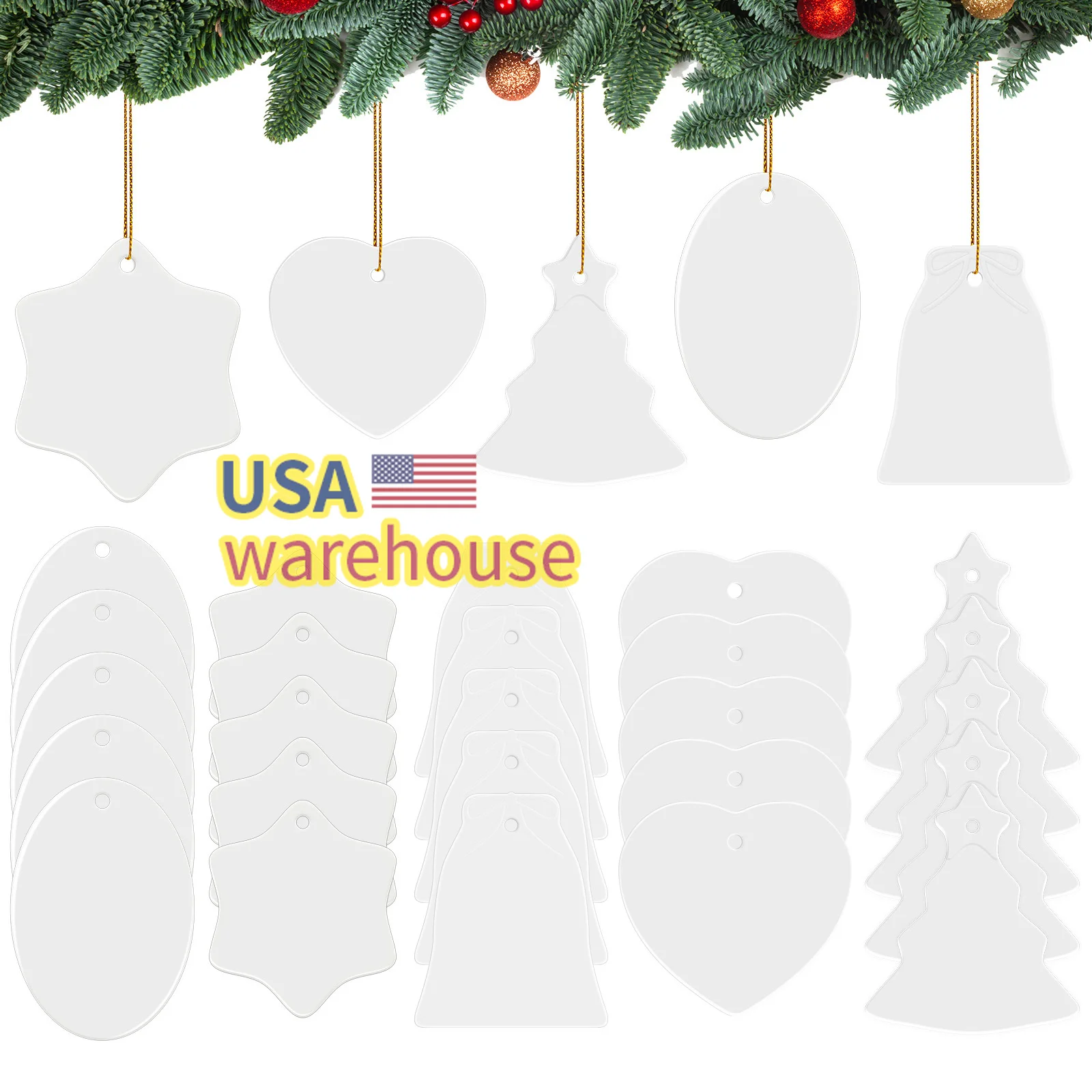 sublimation ornament ceramic blanks bulk 3 inch white blank ceramic ornaments for sublimation christmas decoration 2024