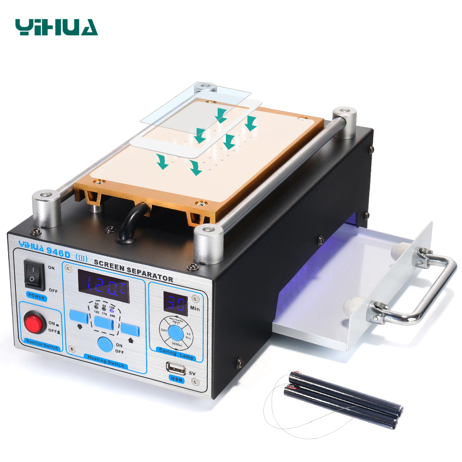 YIHUA 946D III панель с сенсорным экраном ЖКД сепаратор клеевый сборочный аппарат для ремонта мобильных телефонов решётная Очистка