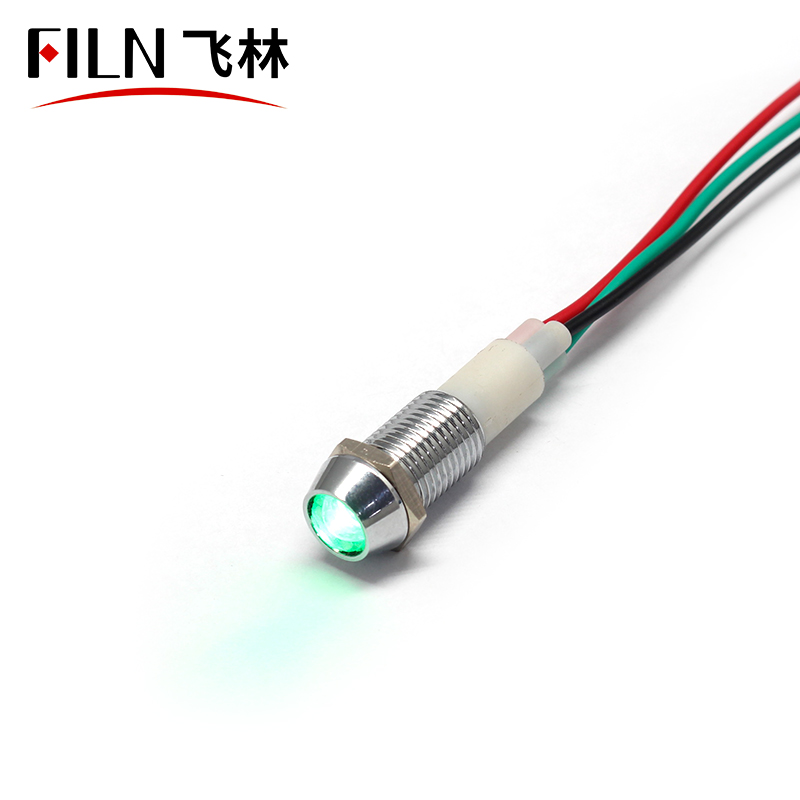 FILN 10mm bi-color red&green blue&green color indicator lights with three wires good quality non-polar LED 220V 110V signal led