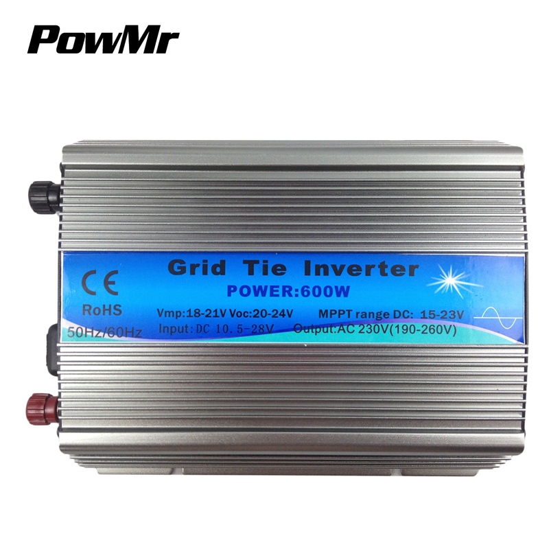 PowMr 600W солнечный инвертор с чистым синусом микро-инвертор 11-32Vdc 120V/230Vac вариант на кВт Солнечный сетевой инвертор GTI-600W