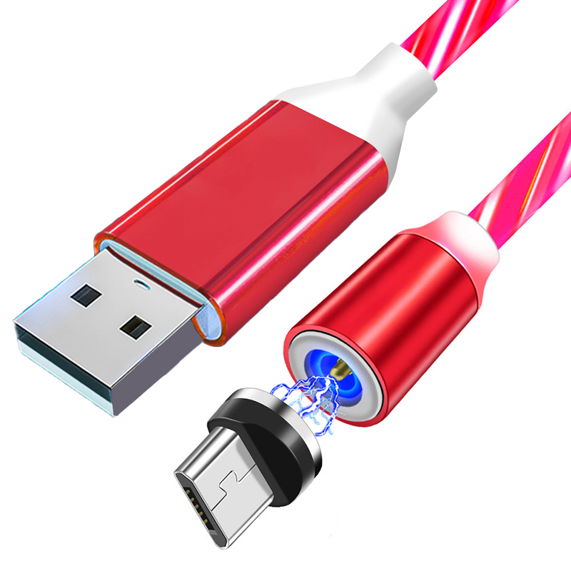 Amazon LED светящееся магнитное зарядное устройство Usb кабель Type C Micro USB C 8 Pin 3 в 1 Магнитный светодиодный кабель для Iphone