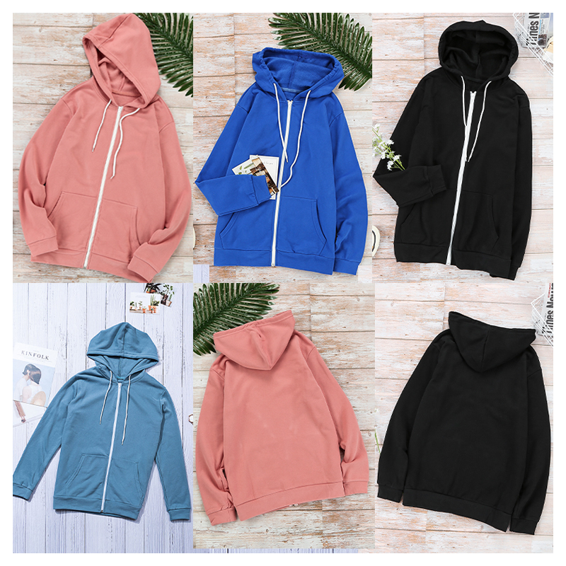 2021 Custom Logo Oversize Casual Tracksuit women's Hoodie Jacket with Zipper