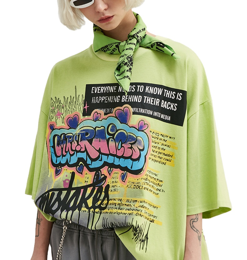 Mandy's Summer Letter smile face printed Casual loose plus size Women's t-shirts Hip hop oversized t-shirt