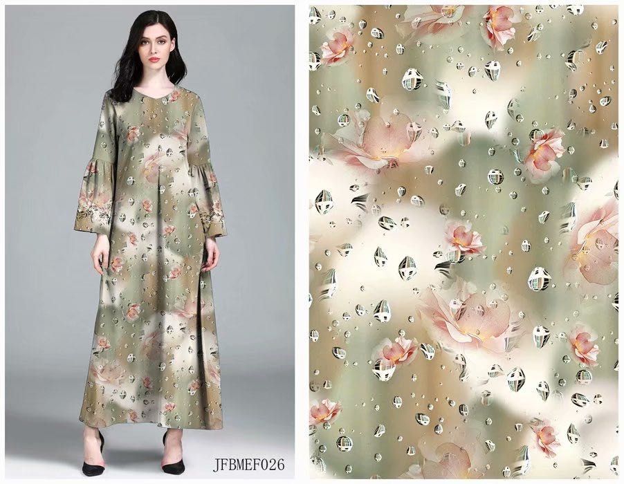 online wholesale shop digital printed viscose rayon double layer twill print woven fabric