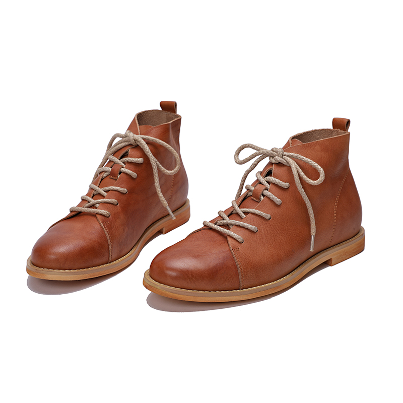 Custom Vegetable tanned 100% genuine leather dress shoes cowhide vintage workwear men's Casual shoes boots Martin shoes