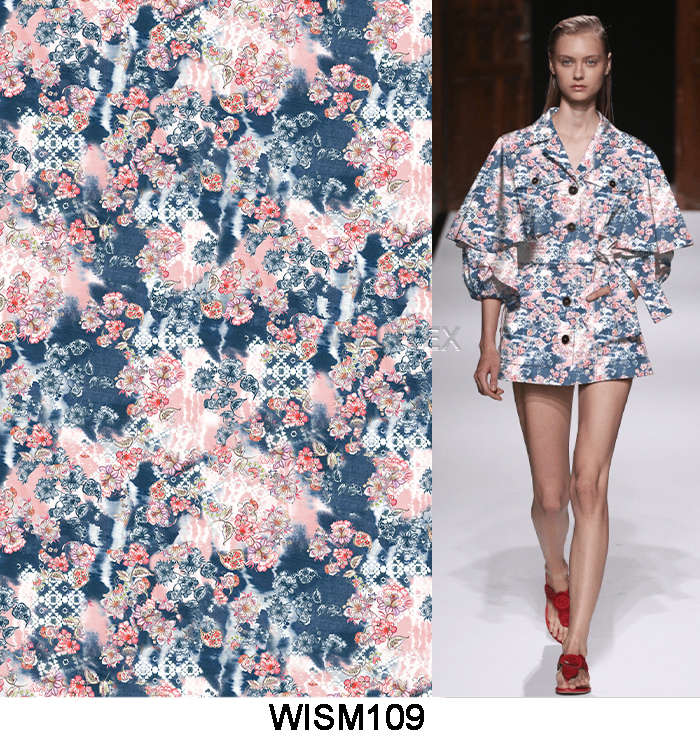 WI-R05 Fabric Linen Cotton blend Dress Soft Shirt reactive Print Summer Customized Spring Technics Style