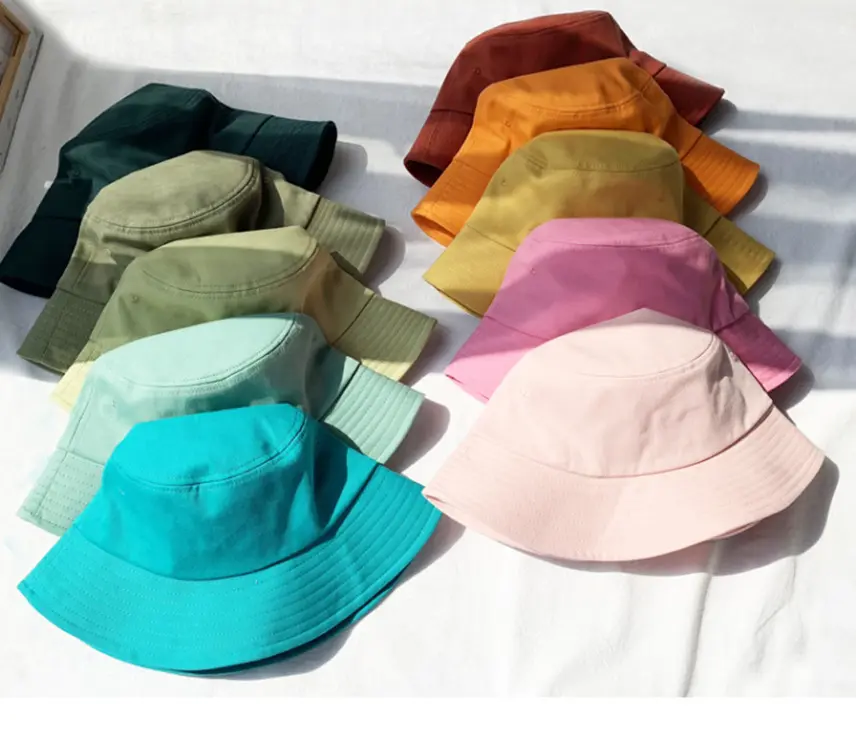 Ins Simple Fashion Korean Fisherman Hat For Women Reversible Plain Cotton Sunscreen Sun Protection Hat Custom Logo Bucket Hats