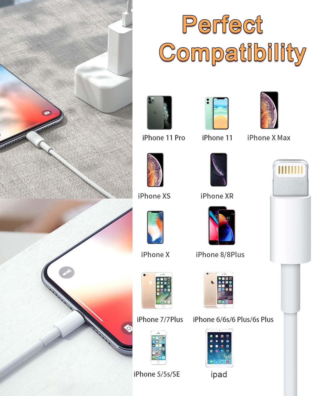 Оптовая продажа usb настенное зарядное устройство USB для освещения кабель 2.4A Быстрая зарядка кабель для iPhone 12 1 м 2 м
