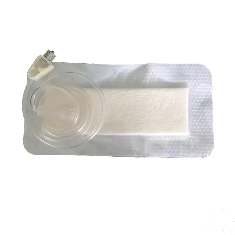 NPWT therapy wound care silicone foam dressing with tube