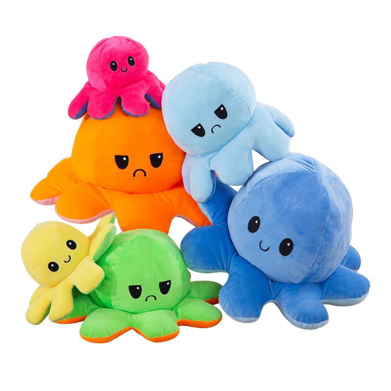 Reversible Flip Octopus Plush Toy Custom Plush Toys For Double Sided Mood Cute Plush Stuffed Octopus Toy