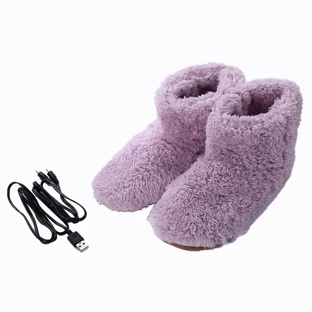 Wholesale low price high quality Heated Warm Cold Weather Heat Up Shoes Comfortable Plush USB Electric Heating Slippers Shoes