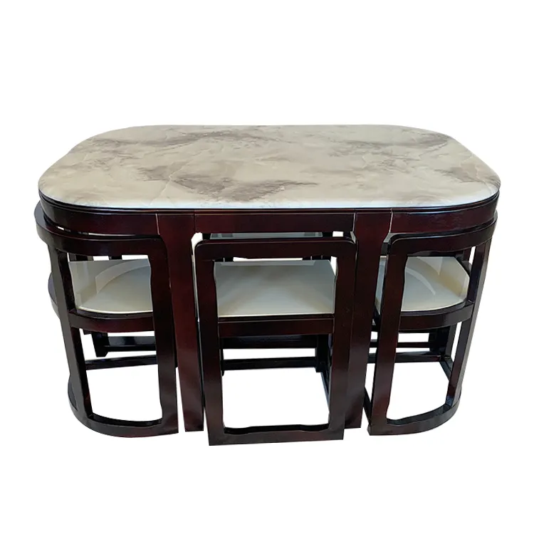2020 high quality marble top dining table with chair space saving table sets