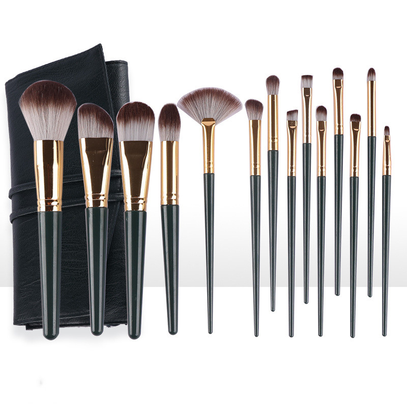 High Quality 14 Pcs Custom Logo Makeup Brush Set Private Label Professional Soft Vegan Makeup Brush Set With Bag Packing