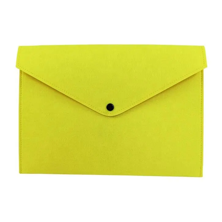 Snap Button Design Soft Envelope Bag Felt File Holder A4 Felt Document Bag File Folder