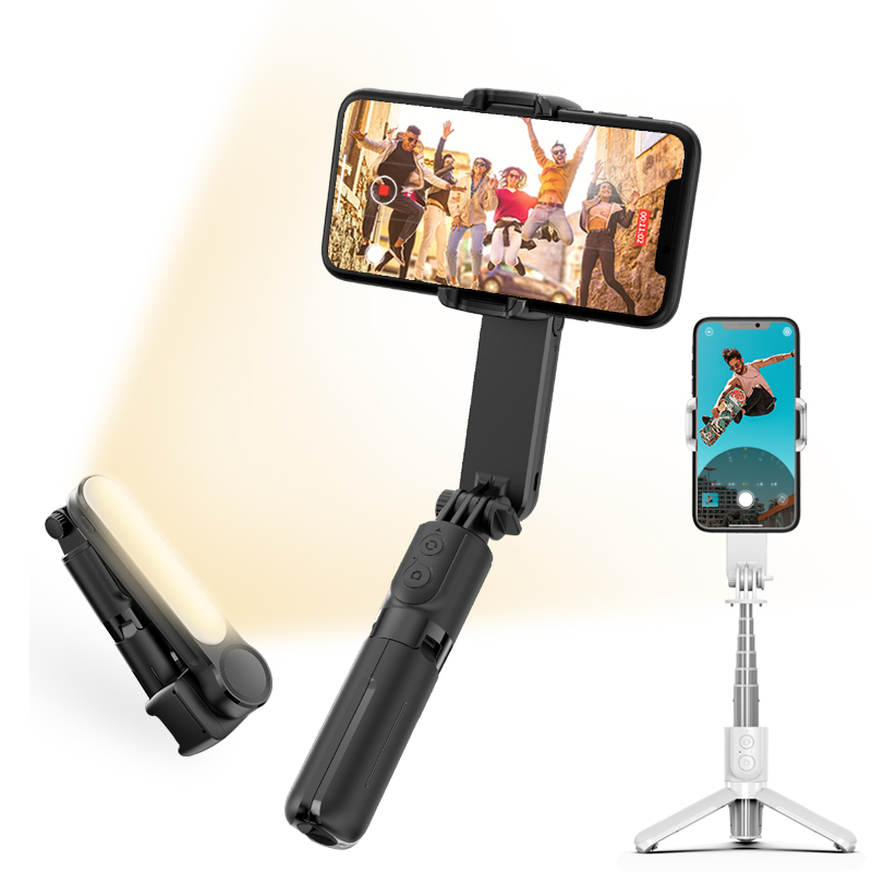 Laudtec Wireless Bleutooth Tripod Selfie Stick With LED Light Tripod Telescopic Rod Handheld Gimbal Stabilizer Video Stabilizer