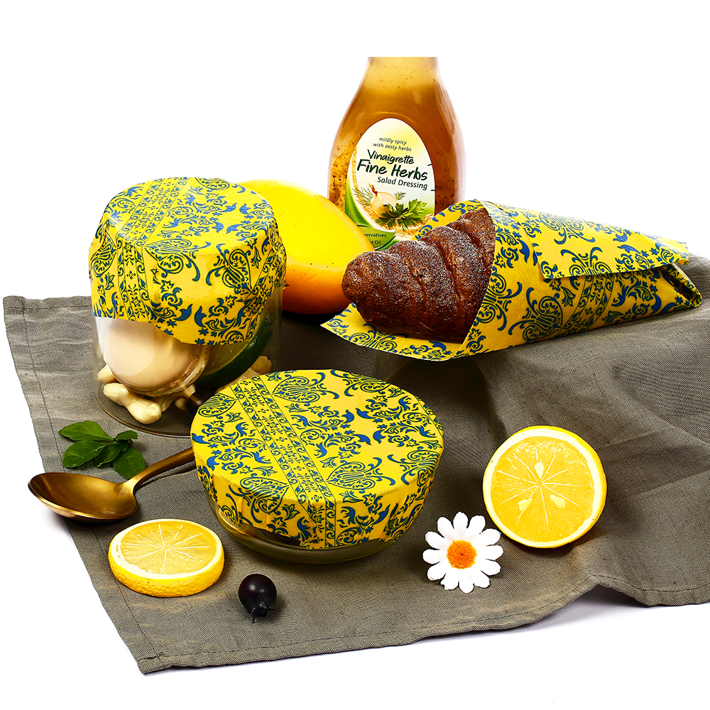 Amazon Best Selling Sustainable Biodegradable Reusable Natural Organic Cotton Fabric Beeswax Food Wraps for Sandwich Lunch Pack