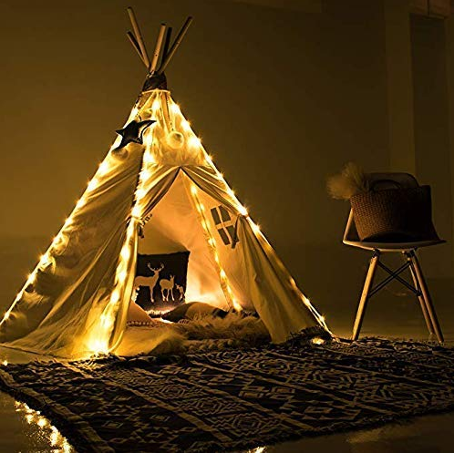 Geertop kids play tent house cotton children's indian tepee tents with led light