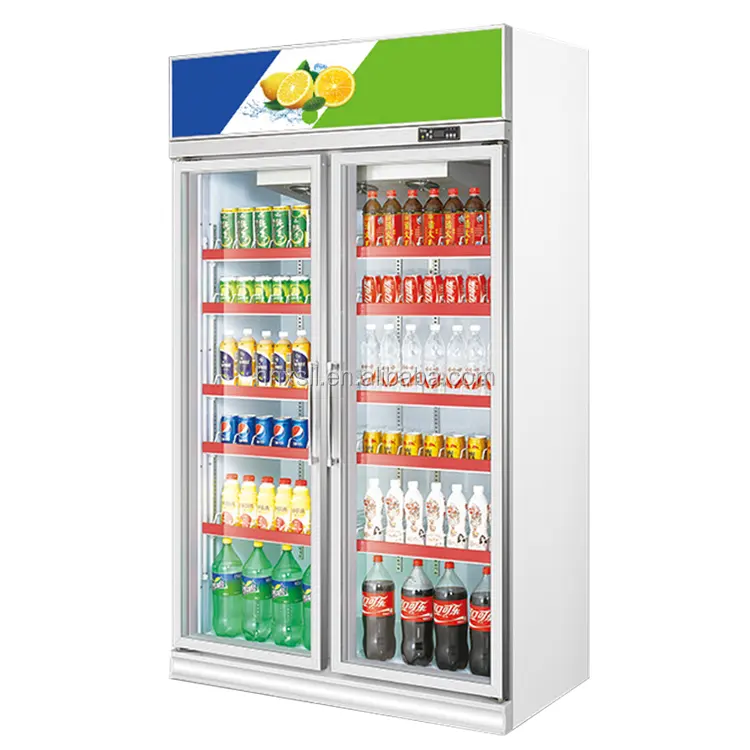 Supermarket Display Refrigerator Glass Door Beer Cola Fridge Upright Drink Beverage Cooler Commercial Display Equipment