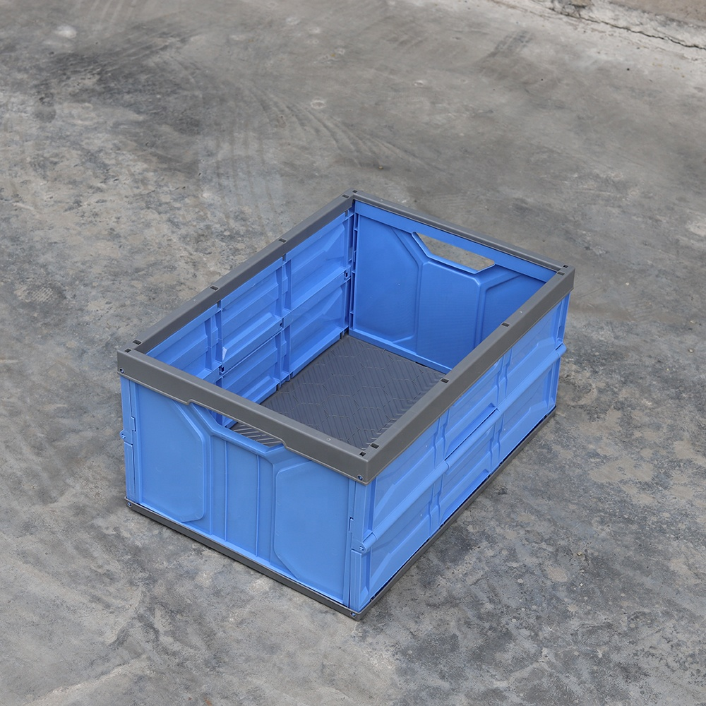Plastic Turnover stackable folding Box blue plastic boxes