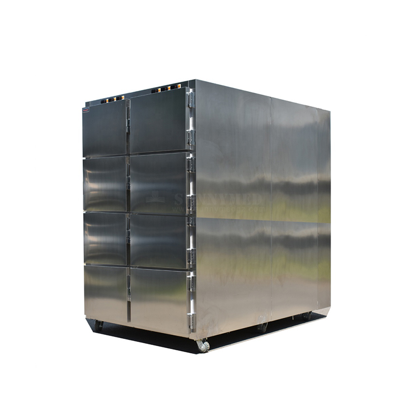 SUNNYMED SY-STG08 floor price 8 side open door medical morgue refrigeratfreezer mortuary with CE Approved