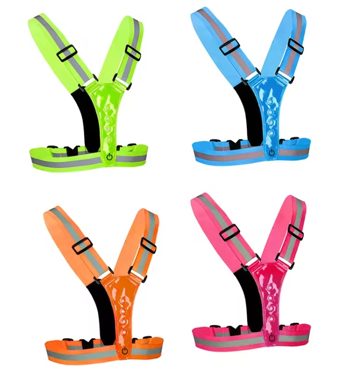 Hot Sale Wholesale USB Rechargeable LED Reflective Safety Vest High Visibility Safety Reflective Running Gear Vest Light