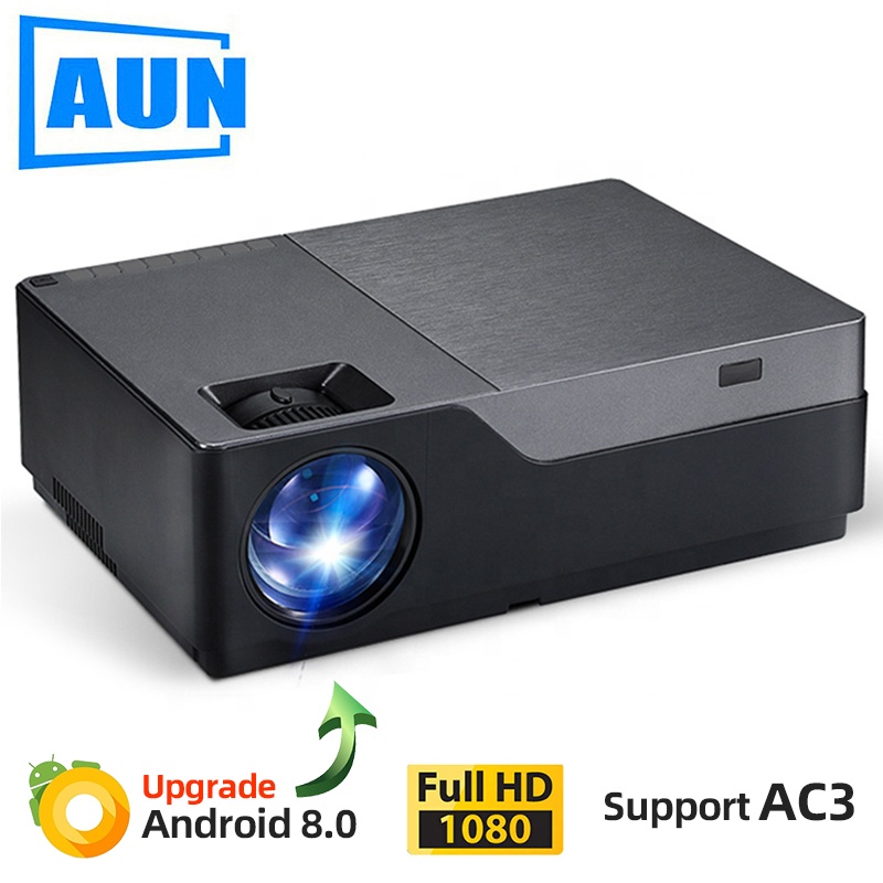 AUN проектор горячая Распродажа Full HD M18UP, разрешение 1920x1080P. M18 Android 8,0 проектор 3D Поддержка 4K домашний кинотеатр WIFI Bluetooth