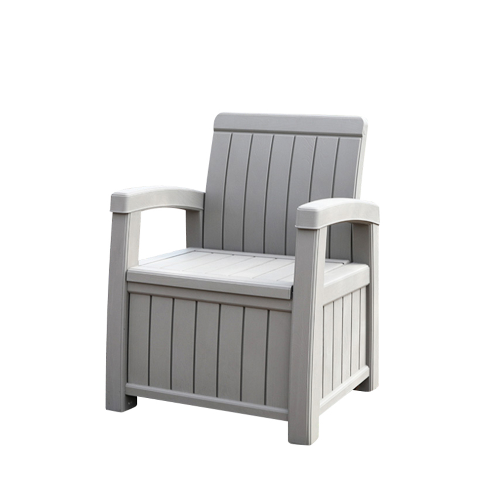 Modern Outdoor Patio Garden Storage Bench Plastic Wooden Sofa Chair-Harpner Chair