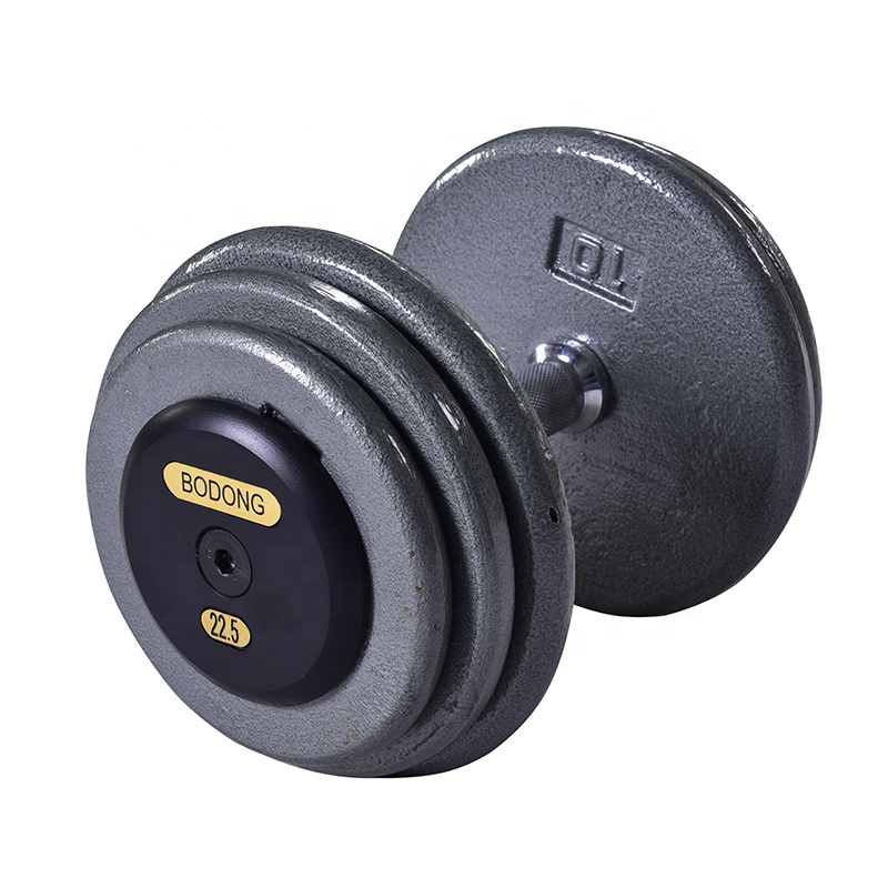 Wholesale Baking Paint Cast Iron Round Dumbbell Bodybuilding Fixed Weight Dumbbelsl For Gym Equipment