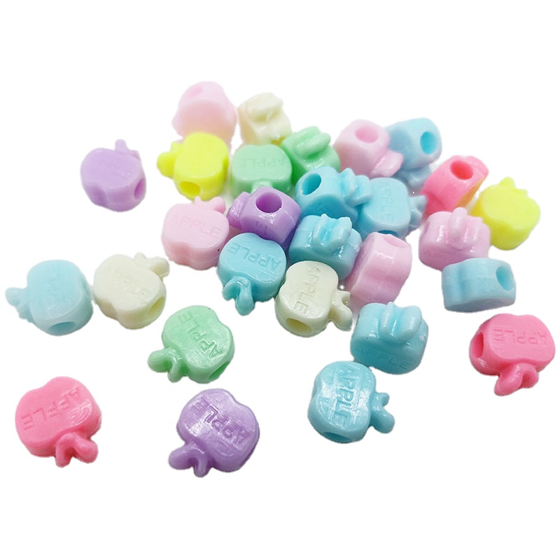 High discount 12mm mixed color heart-shaped plastic opaque jewelry loose acrylic pony beads fruit loose beads