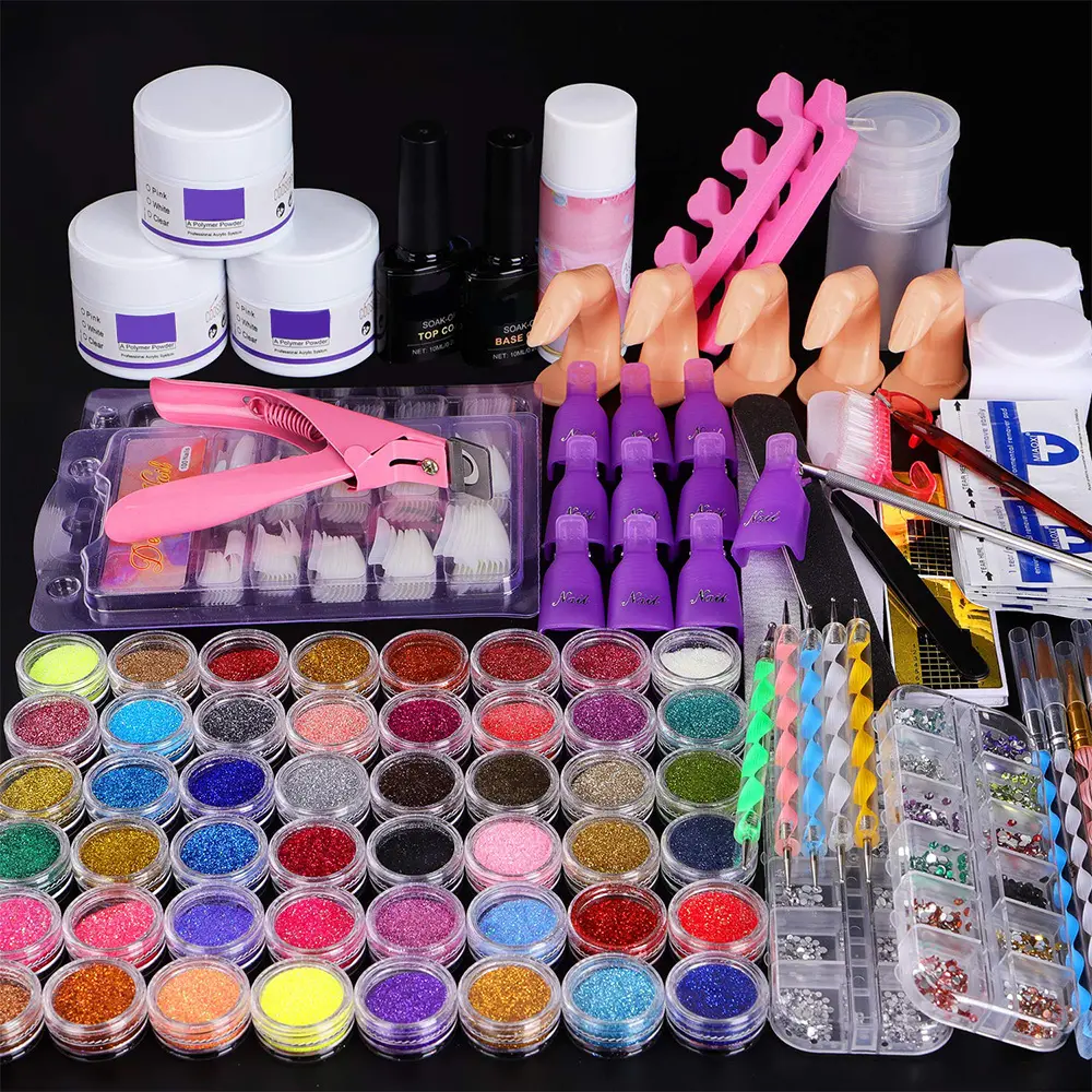 Acrylic Nail Kit Acrylic Powder Glitter Nail Art Kit Decoration Tools Manicure Set