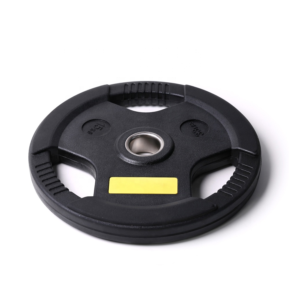 Black tri grip rubber weight plate