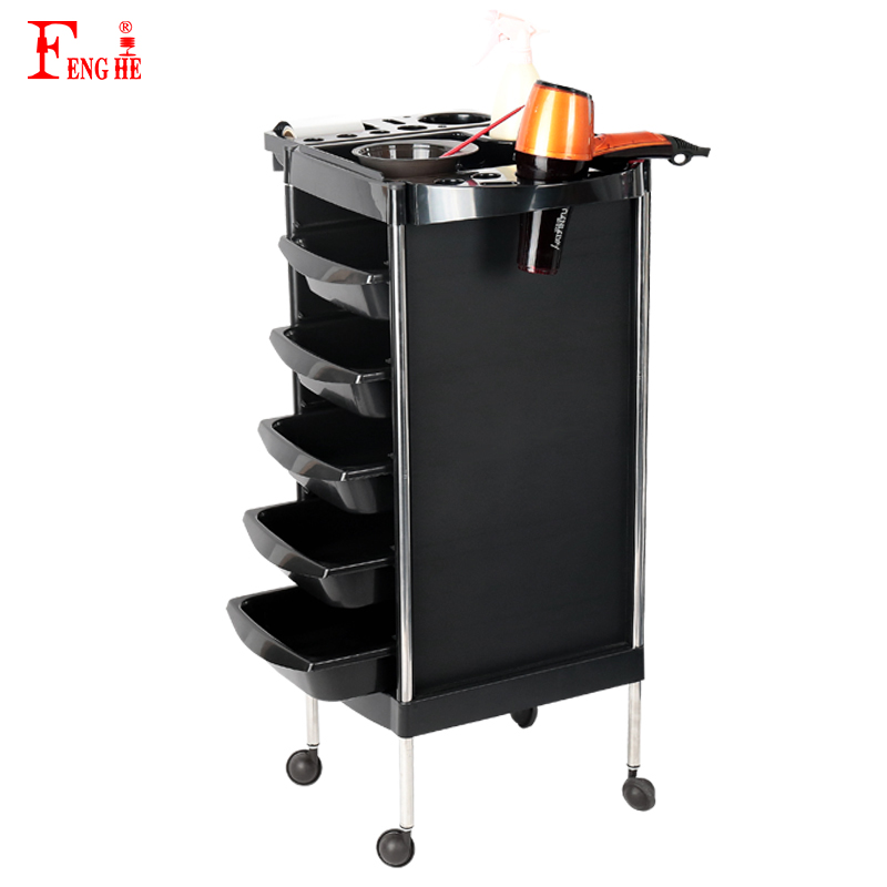 Professionnel Plastic Beauty Hair Salon trolley With Doesn't Suck Hair Wheel
