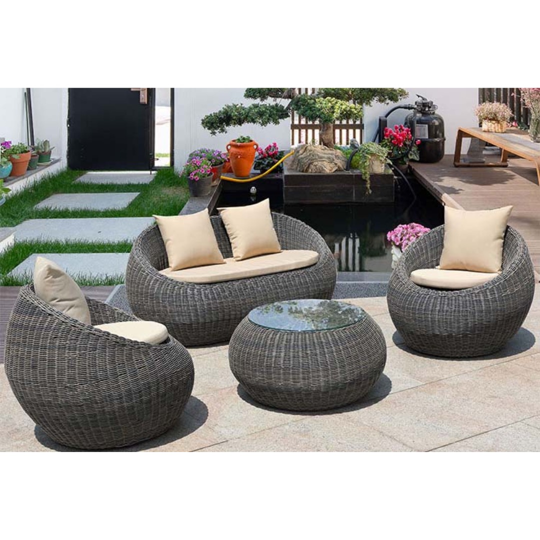 Vietnam Furniture Luxury Quality Rattan Dining Garden Set Luxury Waterproof Rattan Garden Table And Chair Set Furniture