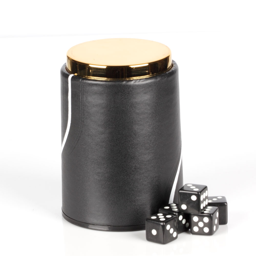 Magic Leather Felt Lined Professional Dice Cup with 6 Dice Quiet for Game