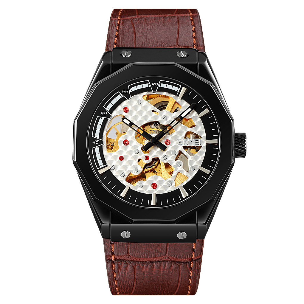 luxury brands skmei 9248 men mechanical automatic watch hight quality waterproof factory price leather wrist watch