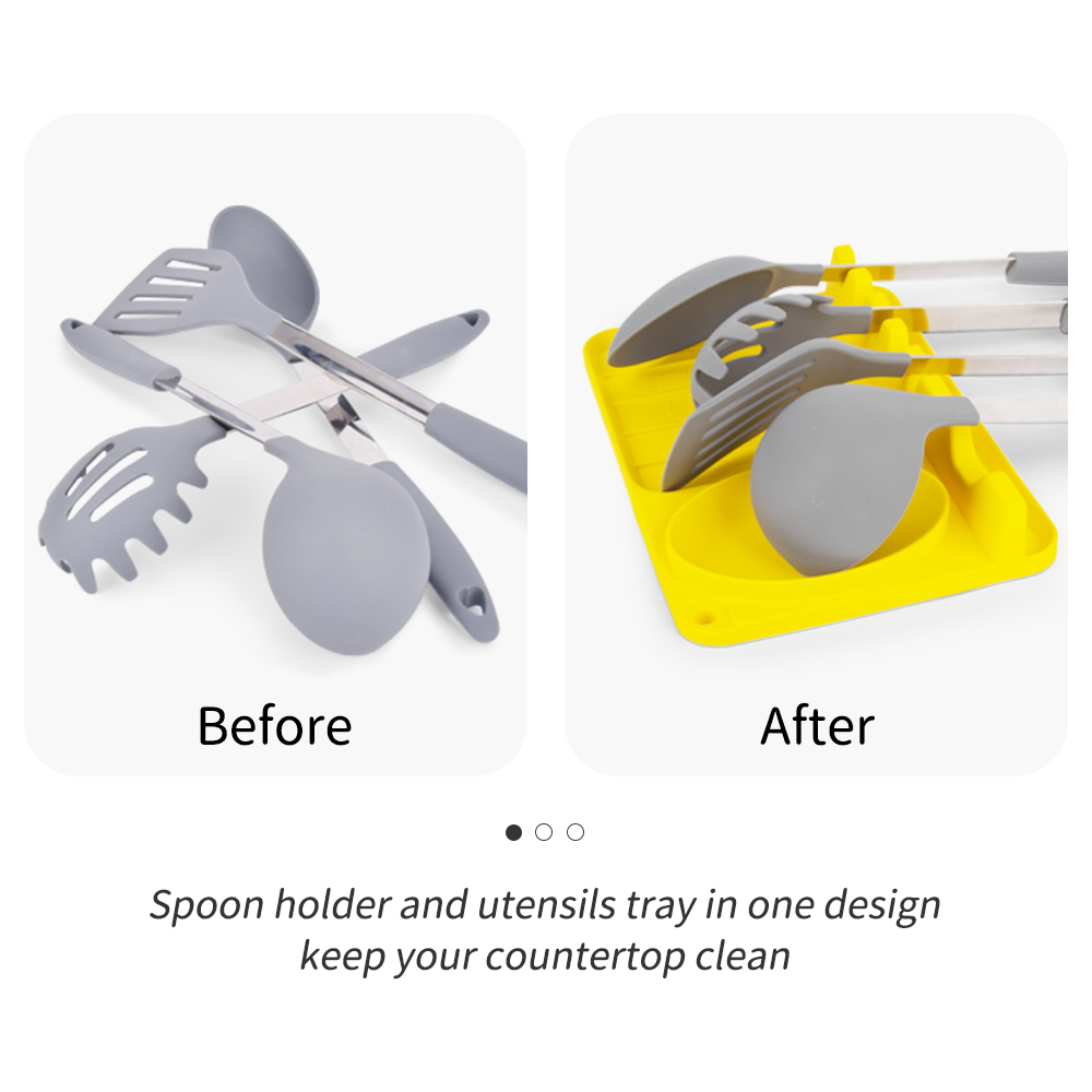 Feiaoda Amazon Large Drip Pad Kitchen Cooking Silicone Spoon Rest  Spatula Spoon Holder Silicone Utensil Rest