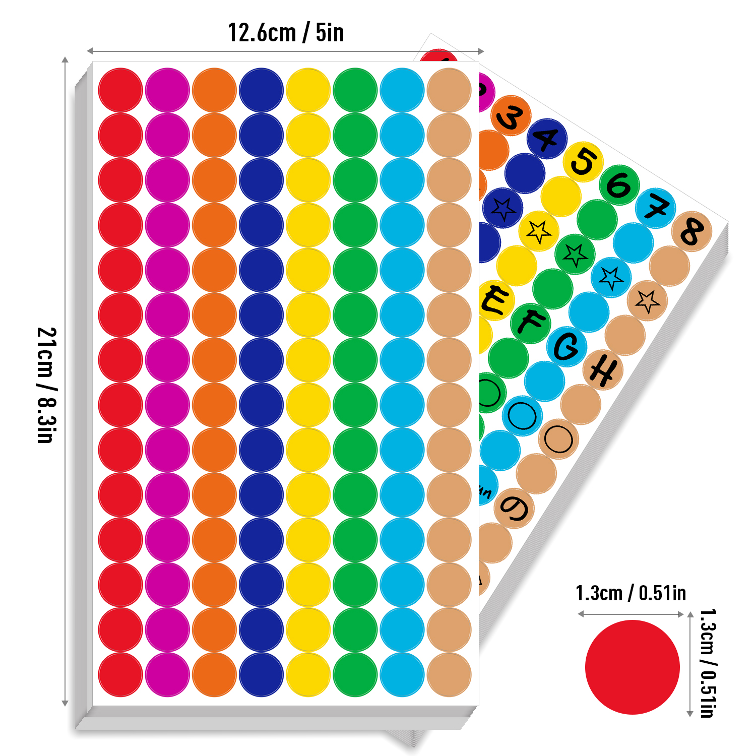 2240pcs Color-Coded Dot Stickers, 8 Colors Self-Adhesive Small Dots, Ideal for File Sorting, Key Point Marking, Coloring.