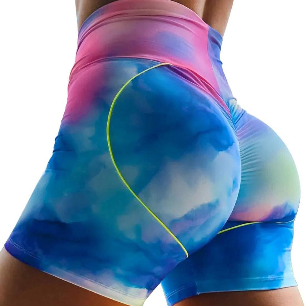 2021 New Arrived High Quality Fashion Summer Women High Waist Tie Dye Print Yoga Booty Shorts